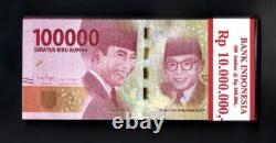 INDONÉSIE 100000 RUPIAH P-160 2016 UNC x 100 Pcs Lot ENSEMBLE Paquet Billet de Banque