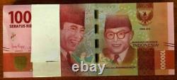 INDONÉSIE 100000 RUPIAH P-160 2016 UNC x 100 Pcs Lot ENSEMBLE Paquet Billet de Banque