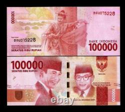 INDONÉSIE 100000 RUPIAH P-160 2016 UNC x 100 Pcs Lot ENSEMBLE Paquet Billet de Banque