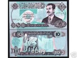 IRAQ 10 DINARS P-81 1992 X 100 Pcs Lot SADDAM UNC BUNDLE Iraqi Currency BANKNOTE	<br/> 
  <br/> 
IRAQ 10 DINARS P-81 1992 X 100 Pièces Lot SADDAM UNC BUNDLE Billet de banque irakien