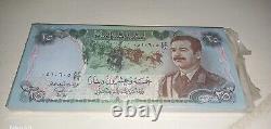 IRAQ 25 DINARS P-73 1986 x 100 pièces Lot SADDAM MILITARY UNC Bundle de billets de banque irakiens