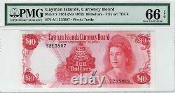 Îles Caïmanes, Conseil Monétaire, 10 Dollars 1971 (nd 1972) P-3 Pmg Gem Unc 66 Epq