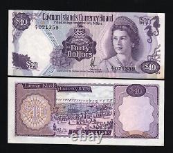 Îles Caïmans 40 DOLLAR P-9 1974 Reine Elizabeth QEII UNC Navire Monnaie Mondiale