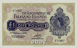 Îles Falkland £1 P-8 1974 ? Billet de Monnaie de Monde UNC de la Reine Elizabeth II