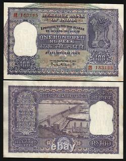 Inde 100 RUPEES P-45 1962 GRAND TAILLE UNC RARE Indian Currency Paper Money NOTE