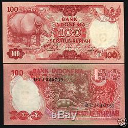 Indonésie 100 Rupiah P116 1977 Bundle Rhinocéros Unc Monnaie Bank Note 100 Bill