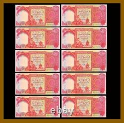 Irak 25000 Dinars, lot de 10 pièces, 1/4 million IQD monnaie neuve unc
