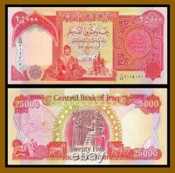 Irak 25000 Dinars, lot de 10 pièces, 1/4 million IQD monnaie neuve unc