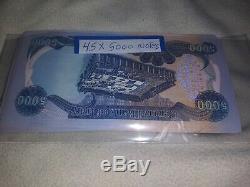 Irak 5000 X 45 Notes 5000 Unc Irakien Dinar Argent Note 45 Notes Total Devises