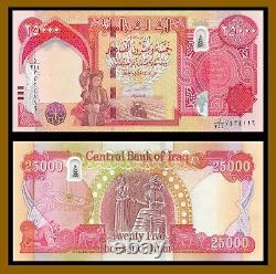 Iraq 25000 25K Dinars x 20 Pcs, Un demi-million de devises IQD Vendeur américain non certifié