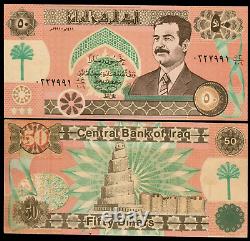 Iraq 50 Dinars Iraquiens P-75 1991 X 100 Pcs Bundle Unc Saddam World Currency Note