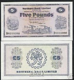 Irlande Du Nord 5 Livres P-188 1986 Buffalo Ship Unc Rare Bill World Currency