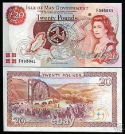 Isle Of Man 20 Pounds P-45 A 2000 Queen Millennium Map Unc Currency Bill Note