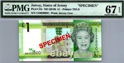 Jersey 1 Livre 2010 Pick # 32s SPECIMEN PMG 67 EPQ SUPERBE GEM UNC