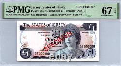 Jersey 1 livre 1976-88 SPÉCIMEN PMG 67 Superbe Gem UNC EPQ Pick-11bs