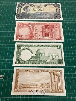 Jordanie 1/2 1 5 10 Dinars P13 14 15 16 1959 Hussein Unc X 4 Monnaie Complet