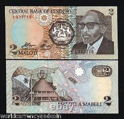 LESOTHO 2 MALOTI P-9 1989 x 100 Pcs Lot complet de billets UNC de ROI HORSE