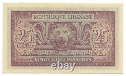 Liban Monnaie 25 piastres 1950 P42 Non circulé Cèdre Lion Livraison gratuite