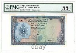 Libye Libye Libye 1 Livre 1955 (1959) P20 Un Unc Au Pmg55 Roi Idris Era Monnaie