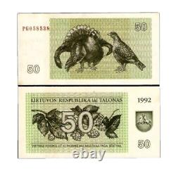 Lituanie 50 Talons P-41 1992 Grouse Rare Unc Monnaie Mondiale Lituanienne Note