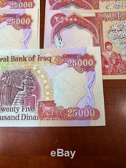Lot 9 X Irakien Dinar 25000 Iqd Monnaie Unc Uncirculated Authentique 1g