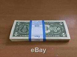 Lot De 100 Billets Consécutives De Billets De Banque En Papier-monnaie À 1 $ Unc