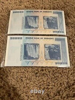 Lot De 2008 100 Trillion Dollars Zimbabwe Banknote Aa P-91 Gem Unc Devise Bill