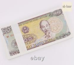 Lot de 1000 pièces de billets en papier de 1000 Dong du Vietnam - Collections UNC en briques