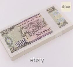 Lot de 1000 pièces de billets en papier de 1000 Dong du Vietnam - Collections UNC en briques