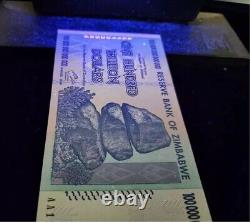 Lot de 10 billets authentiques de 100 trillions de dollars zimbabwéens, Aa2008, UNC