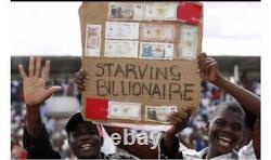 Lot de 10 billets authentiques de 100 trillions de dollars zimbabwéens, Aa2008, UNC