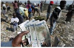 Lot de 10 billets authentiques de 100 trillions de dollars zimbabwéens, Aa2008, UNC