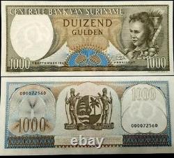 Lot de 10 billets de banque surinamiens de 1000 Gulden de 1963 - Monnaie fiduciaire mondiale UNC