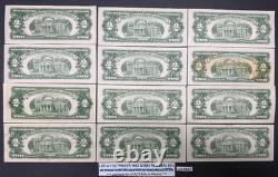 Lot de 12 billets de 2 $ Red Seal de 1953 et 1963, AU UNC, billets de deux dollars, monnaie américaine #8AE