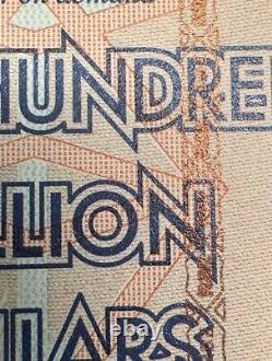 Lot de 25 billets authentiques de 100 trillions de dollars zimbabwéens, Aa2008, UNC