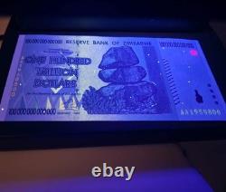 Lot de 3 billets authentiques du Zimbabwe de 100 trillions de dollars, Aa/2008, UNC