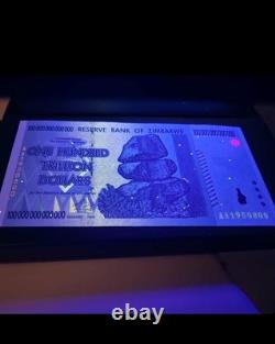 Lot de 3 billets authentiques du Zimbabwe de 100 trillions de dollars, Aa/2008, UNC