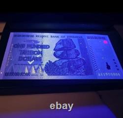 Lot de 3 billets authentiques du Zimbabwe de 100 trillions de dollars, Aa/2008, UNC
