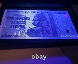 Lot de 3 billets authentiques du Zimbabwe de 100 trillions de dollars, Aa/2008, UNC