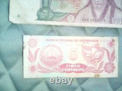 Lot mixte de 21 billets de banque en papier du monde différents, monnaie étrangère Cir et Unc