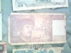 Lot mixte de 21 billets de banque en papier du monde différents, monnaie étrangère Cir et Unc