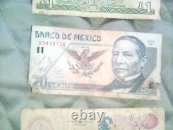 Lot mixte de 21 billets de banque en papier du monde différents, monnaie étrangère Cir et Unc