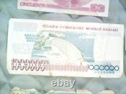 Lot mixte de 21 billets de banque en papier du monde différents, monnaie étrangère Cir et Unc