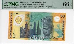 Malaisie 1998 50 ringgit P#45 billet commémoratif en polymère PMG 66 EPQ Gem Unc
<br/>