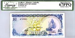 Maldives 50 Rufiyaa 1987 Pick-13b Légacy 67 PPQ Superbe Gemme Non Circulée Billet de Banque
