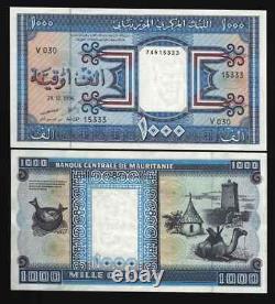 Mauritanie 1000 OUGUIYA P-7g 1995 UNC Chameau Poisson Animal Monnaie Mondiale Billet de Banque