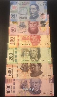 Mexique 20 1000 Pesos 5 Jeu De Billets De 2013 2017 Unc Devise