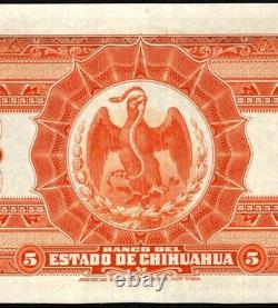 Mexique Chihuahua Billet de 5 Pesos Monnaie 1914. Nd Série A No. 032341 Gem Unc