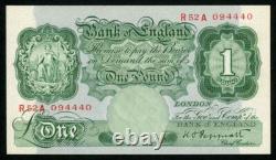 Monnaie 1948 Grande-Bretagne Billet de un livre P-363d Préfixe Peppiat R52A UNC