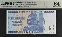 Monnaie de 100 Trillions de Dollars du Zimbabwe, Aa/2008, P-91, 64 Choix UNC